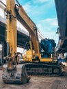 backhoe to excavate the soil on the ground